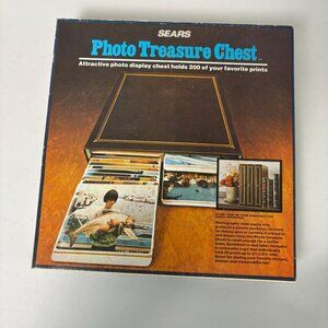 Vintage Sears Photo Treasure Chest Holds 200 Photos NEW Open Box Brown
